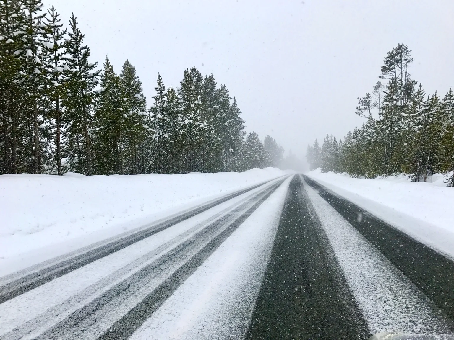 Snow and Ice-Covered Road